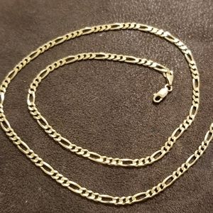 14k Figaro Chain Necklace with 14k cross Pendant